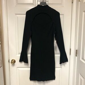 INTEMPO Long Sleeve Form Fitting Cutout Sweater Dress